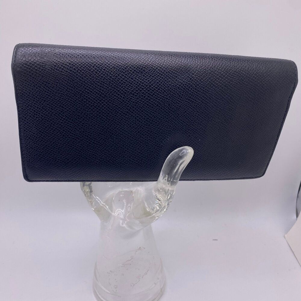 Coach Black Pebbled Leather Long Flap Wallet